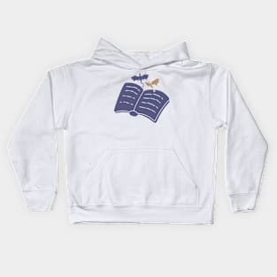 Blue fantasy book with flying dragons (blue and golden) for fantasy readers Kids Hoodie